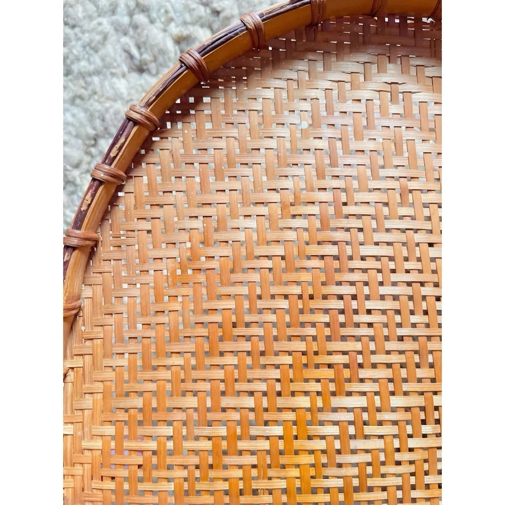 Set of 5 Vintage Woven Wicker Oval Nesting Trays Baskets for Table or Wall Decor